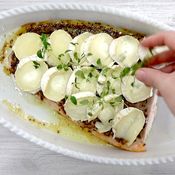 Sinappinen vuohenjuustolohi