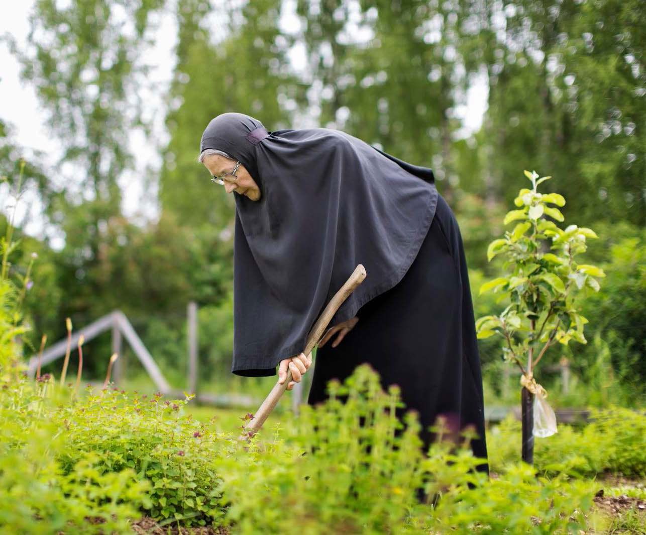 Yrttimaan hoitaminen on Nektarialle mieluinen tehtävä.