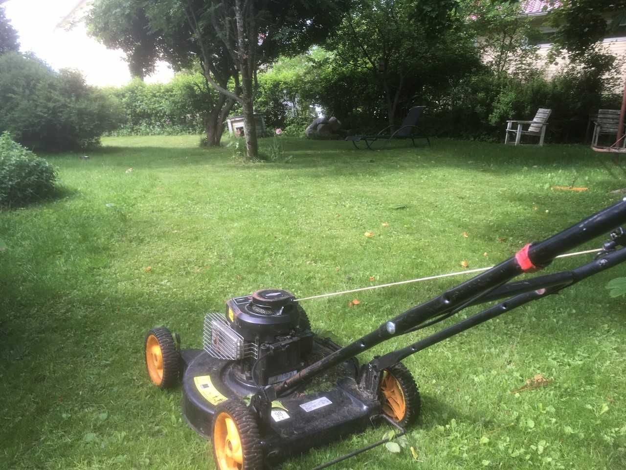 Sadekuurojen välissä ehdin leikata nurmen.