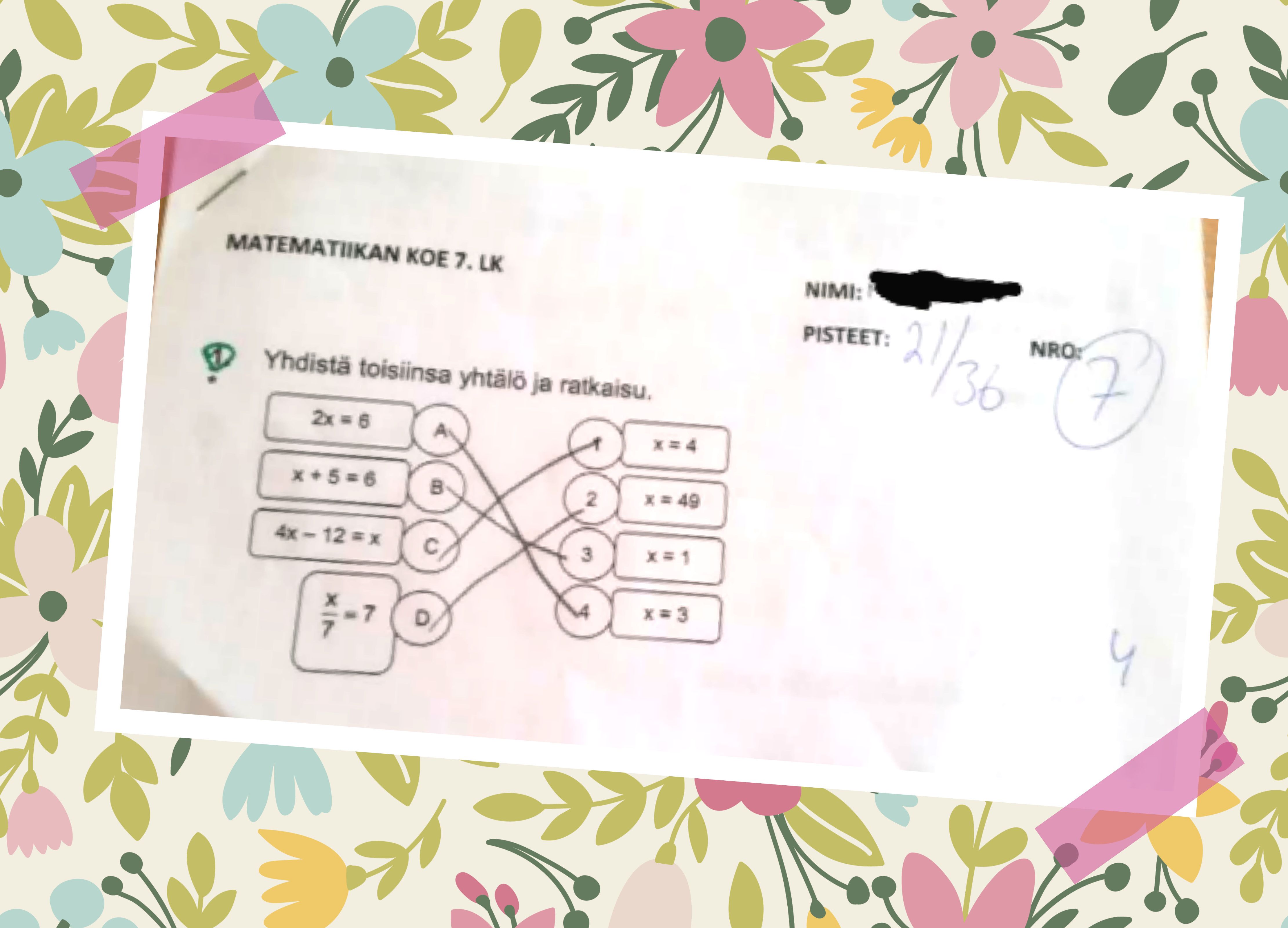 Kaisa huomasi, että onkin ihan hyvä matikassa. Äiti tiesi sen jo aiemmin.