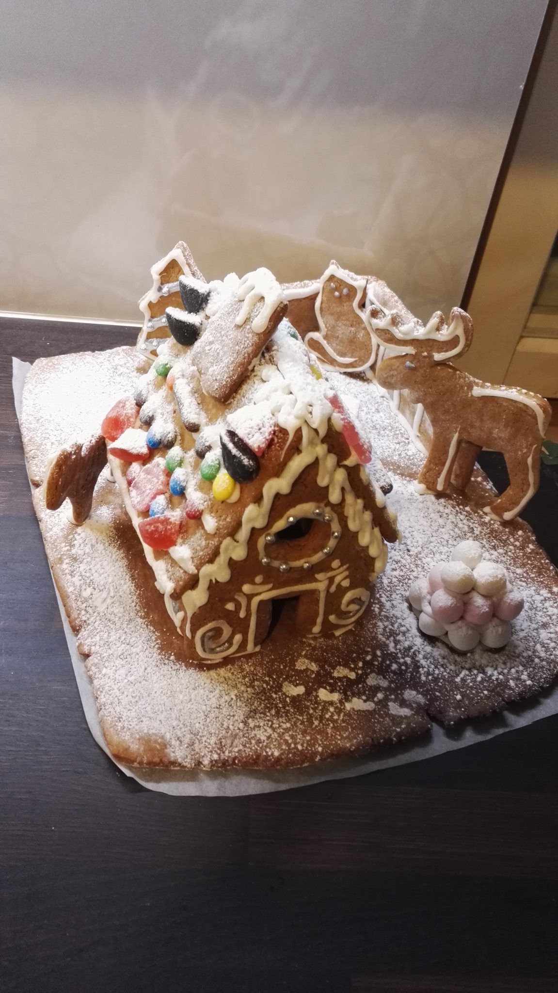 ”Lasten kanssa tehtiin ensimmäistä kertaa yhdessä. Tämän vuoden erikoisuuksina lumilyhty ja tontun jalanjäljet.” – Anniina Autio