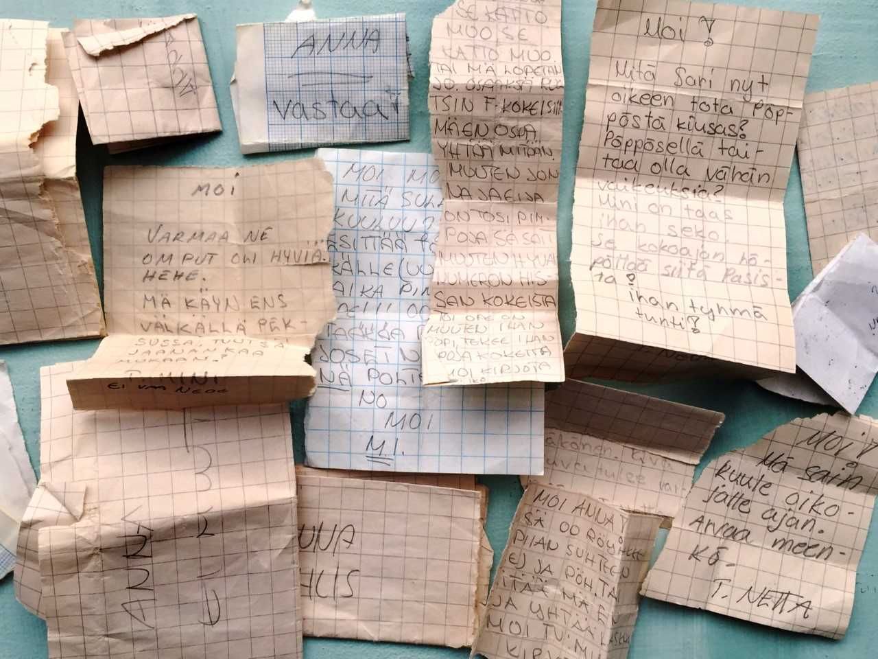 Tuntilappusissani murehdittiin finnejä – ja varmistettiin, että ystävälle kuuluu hyvää. 