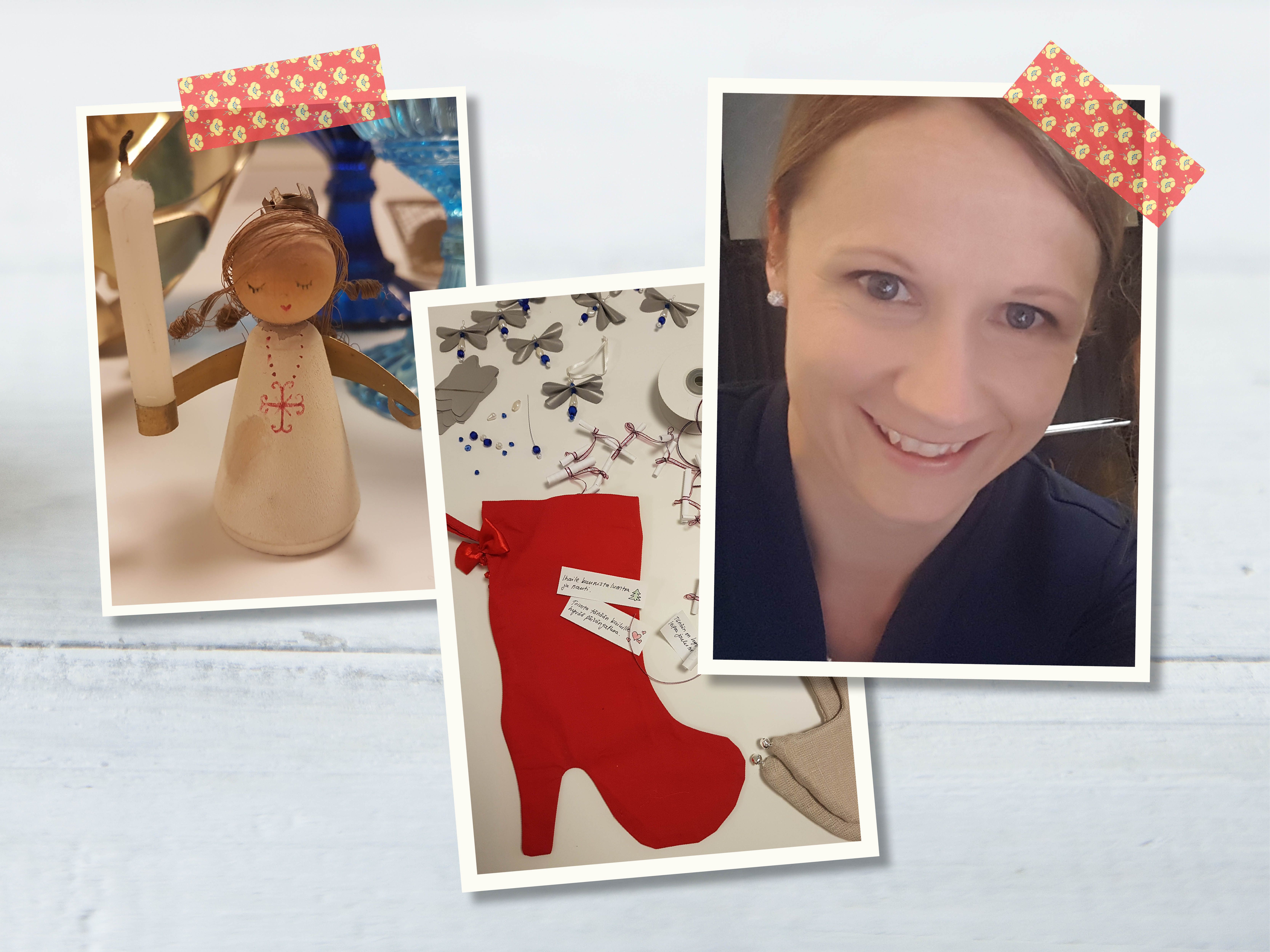 ”Tykkään paljon valkoisesta, mutta sen rinnalle otan tänä vuonna joulun teemaväriksi kultaa ja sinistä. Rakkain joulukoristeeni on vaarin mummulleni tekemä jouluenkeli”, Anna sanoo.