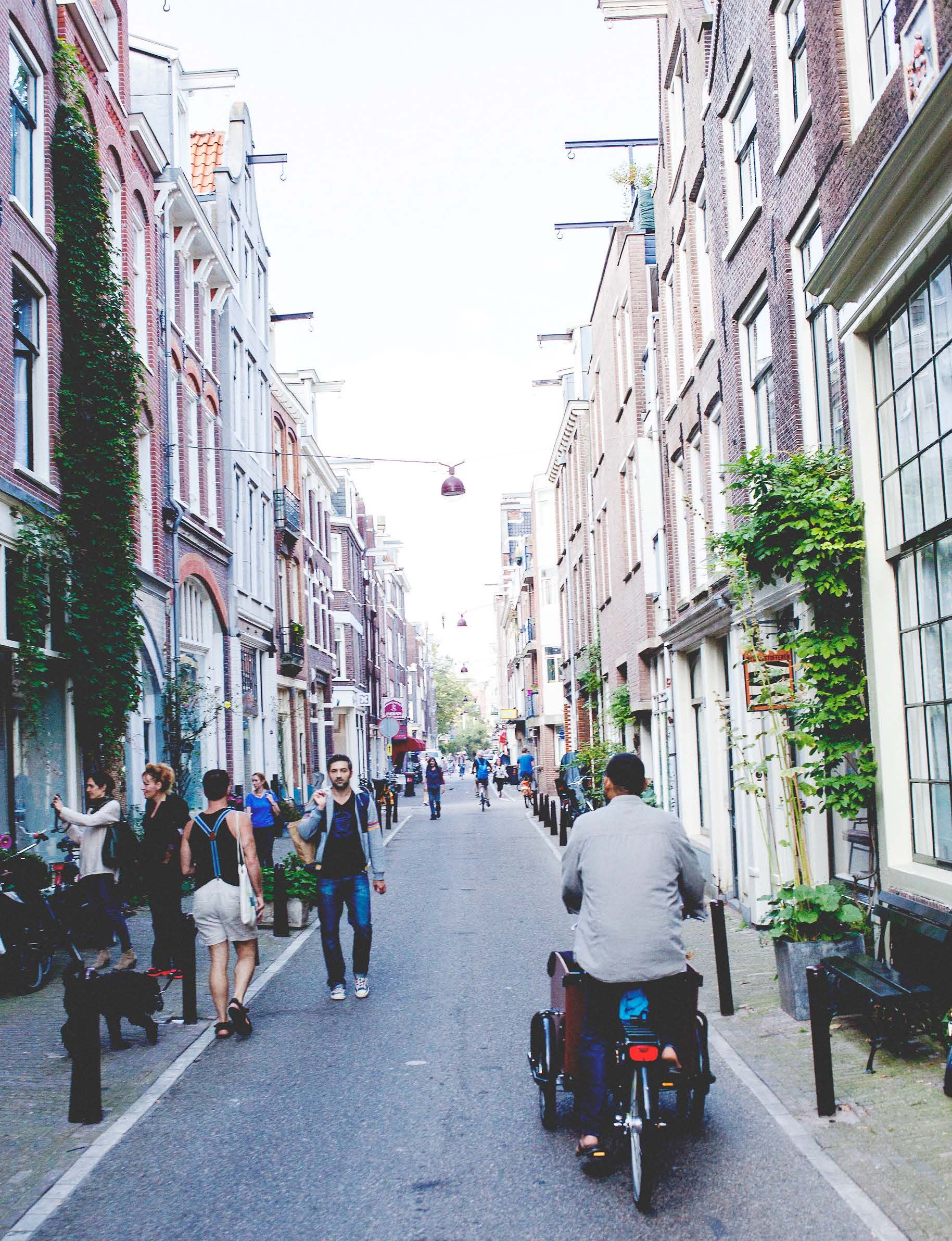 Amsterdamin kauniissa taloissa riittää ihailtavaa. Kapeilla kaduilla on hauska soljua.