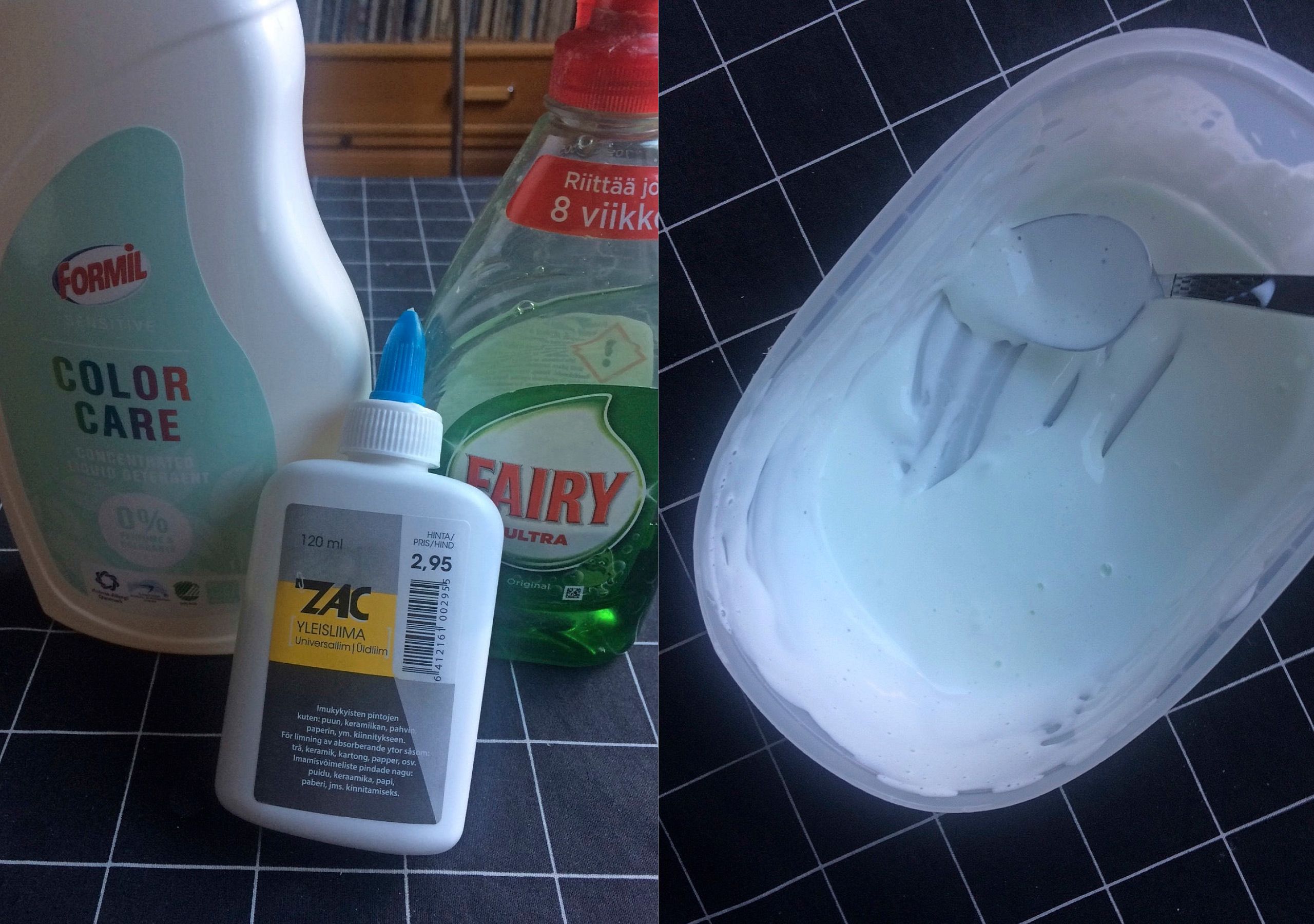 Liekö ollut vika liimassa vai pesuaineessa, mutta tämä lima ei pysynyt kasassa.