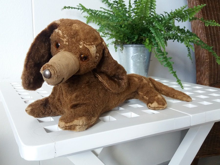 "Sain Hessun lahjaksi mummoltani yksivuotiaana vuonna 1968. Hessua on raahattu rakkaudella hihnassa asfalttia pitkin niin, että sen tassunpohjat ovat jo aika kuluneet. Eläkepäiviä Hessu viettää kirjahyllyni päällä." – Killi 