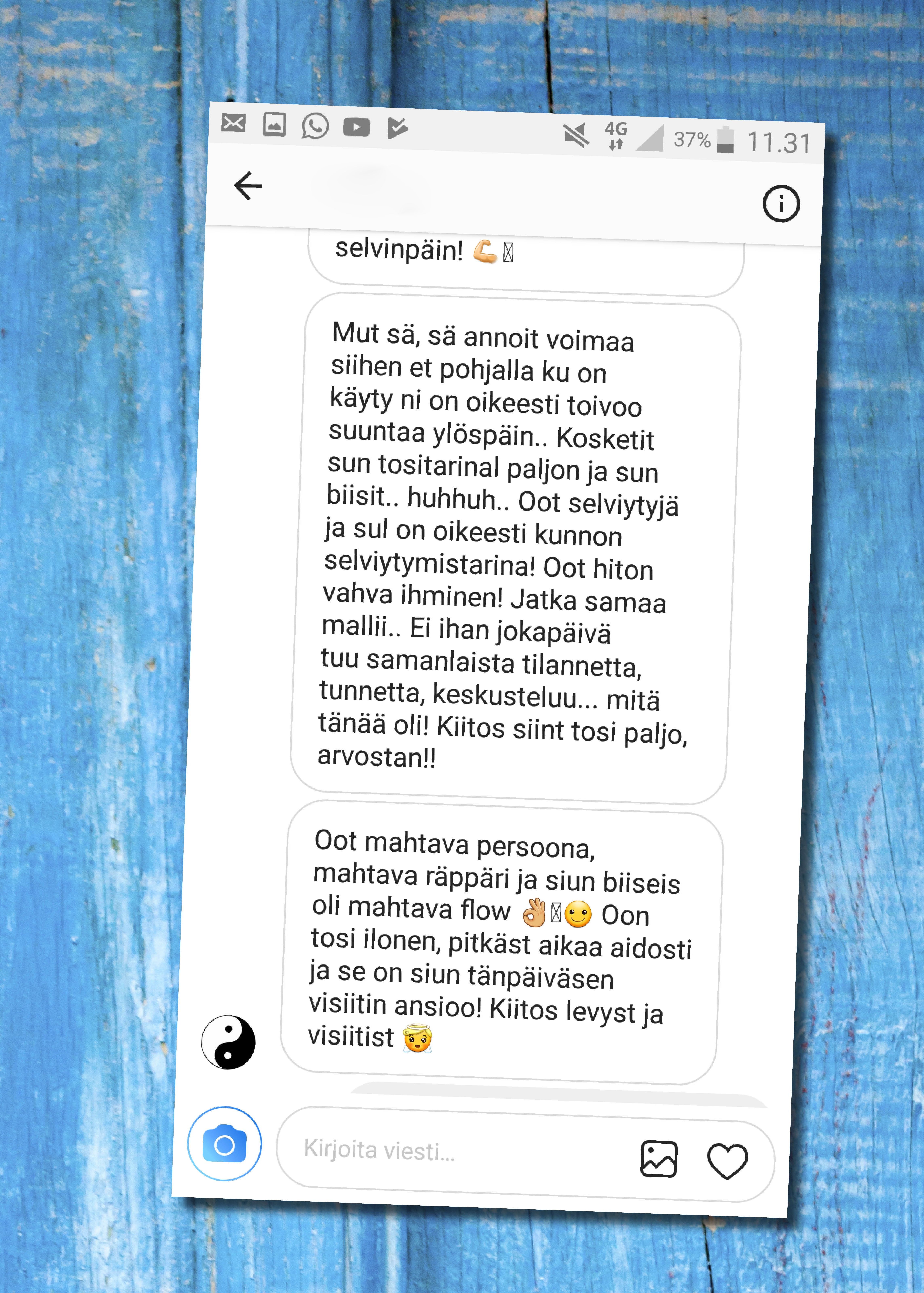 Ville saa keikkojensa jälkeen paljon palautetta. Hän lukee ja säilyttää jokaisen viestin.