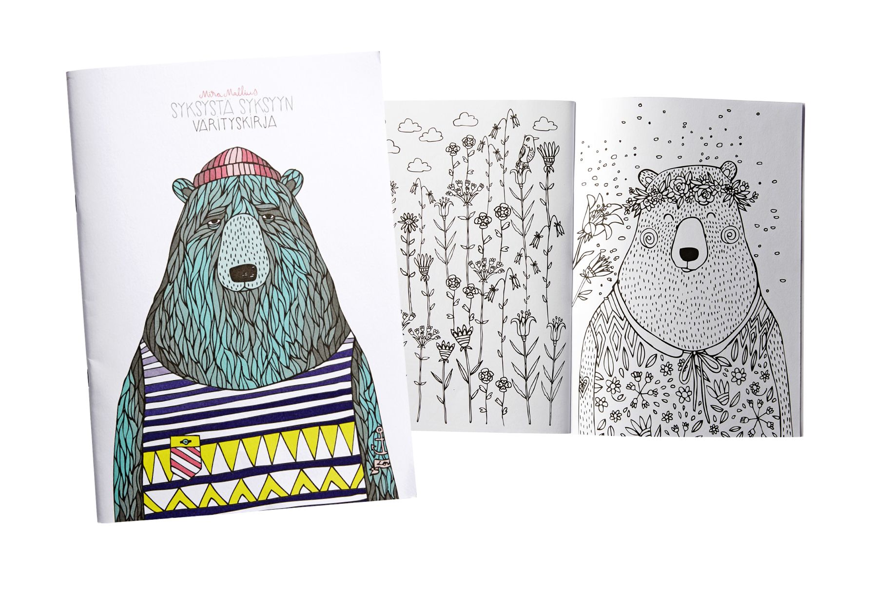  Mira Malliuksen kuvittaman värityskirjan sivut voi vaikka ripustaa seinälle, 15 e, Tre. 