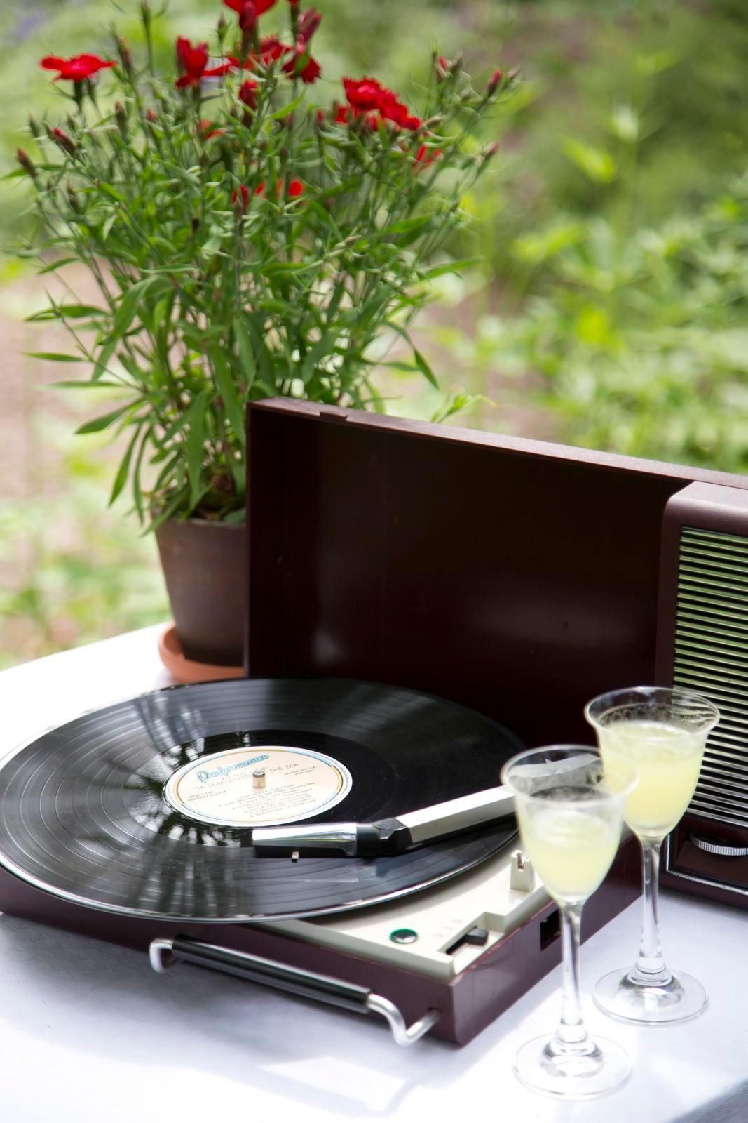 Vanhan levysoittimen pehmeä sointi sopii luonnon helmaan.